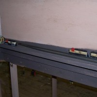 This is the backside of the module showing Ontario's two staging tracks. Engines without decoders will "sing" with a high pitched ringing. They must be placed off the tracks or on dead sections of track to keep them quiet.