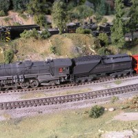 B&O Big Six #6107 chewing up the rails, Sand Run, WV. The Railroad only tried this once as this 2-10-2 destroyed the track as it went under its weight and long wheel base.