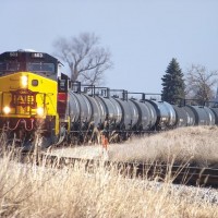 Iowa Interstate 503 leads the CR-IC out of Cedar Rapids, IA on the CRANDIC Amana Line with 59 cars.