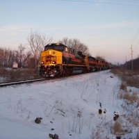 Iowa Interstate's ICCR west of Tiffin, on a cold January evening, 2009.