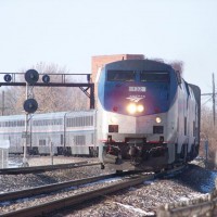 Amtrak's Super Chief rolls thru Ft. Madison after making a stop for passengers. January 21, 2009.