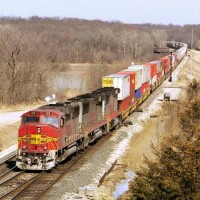 ATSF 113 hits the turnout at Argyle Iowa just west of Fort Madison.