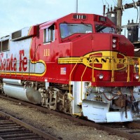 ATSF GP60M 111 awaits its display during the Galesburg Railroad Days many years ago.