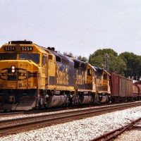 ATSF SD40 2F 5254 leading a west freight through Galesburg Il.