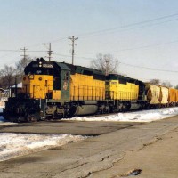 CNW 6897 rolls west bound through La Crosse WI.