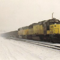 CNW 8021 in a foggy COLD Clinton Ia.