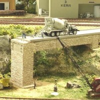 Sand Springs Railway - Arkansas Riverbridge Construction - Scratchbuilt - made rectangular styrene molds and carved with exacto