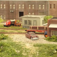 Sand Springs Railway - Trackside structure - scratch built - roofing shingles were printed on gray construction paper.