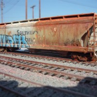 I hand paint and airbrush one of a kind scale freight cars based on actually 'tagged' cars.  Each are aged and weathered to various degrees, and the graffiti is airbrushed (No Decals) . This photo batch are all HO scale and photographed outdoors in Long beach harbor area on a small diorama.

My background  is as scenic artist in the film  and hospitality industry, Including work on "Titanic" "Aliens Ressurection" and the Venetian Casino inLas Vegas