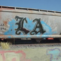 I hand paint and airbrush one of a kind scale freight cars based on actually 'tagged' cars.  Each are aged and weathered to various degrees, and the graffiti is airbrushed (No Decals) . This photo batch are all HO scale and photographed outdoors in Long beach harbor area on a small diorama.
