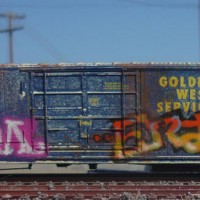 4
 I hand paint and airbrush one of a kind scale freight cars based on actually 'tagged' cars.  Each are aged and weathered to various degrees, and the graffiti is airbrushed (No Decals) . This photo batch are all HO scale and photographed outdoors in Long beach harbor area on a small diorama.