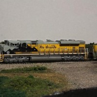 Kato, UP (DRGW Heritage), SD70ACe.  Sunshades added, handrails painted white at steps, and a thin black wash applied all over to highlight details.  Fine work by Kato on this one.