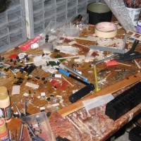 This is where everything on my layout comes from. My workbench. It may look dirty to you, but if I can still work on it, it's clean to me.