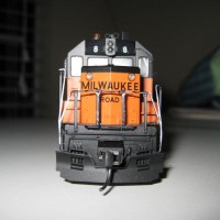 MILW 8 with the anti-climber and handrails updated per Milwaukee Road prototype practices. I have two parts left to put on the 8. 1)Correct MU stand. 2)Correct coupler lift bars. Once those are on, I think I have it pretty close to the Milwaukee prototype.