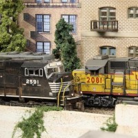 Close up shots:  NS SD70M and UP GP60 Pass: BNSF BenZach Sub