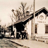 Illinois Central depot at Tonica, Illinois.  Date unknown (I'm guessing circa 1900).