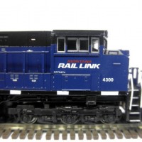 Kato SD70ACe MRL 4300.  Used Model Masters acryl "Blue Angel Blue". Used Trainworx SD70ACe/M-2 detail set and BLMA grab irons.  Moved Headlight to the nose, shaved off number board backing to make more correct, removed smaller GPS dome and lowered rear headlight.  Rear of underframe was milled to make rear grills see-through.