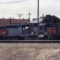 An SP SD45 stored in Sacramento. She looks in pretty sorry shape.
