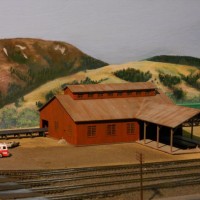 This photo and the next are updated pictures of the John Day/Mt. Vernon modules on the Oregon Westen Lines. This module at one time was home to the circus (which has since moved on). Upgraded background was painted in the summer of 2010.