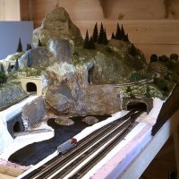 The western end of my layout, lots of tunnels covering up a helix.