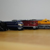 Some of my new locos: a Kato JNR C62 4-6-4, a Tomix JNR EF66, a Tomix JNR ED75 and a Kato D&RGW Alco PA-1.