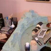 Getting practiced and building scenery.