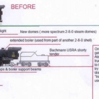 This is a scheme to make one of the Oregon-American Lumber Company's 2-8-2 locomotives from a 2-8-0 in N scale. These are substantially smaller Mikados than the one represented by the Kato USRA 2-8-2. (Scanned and posted here with permission from creator, A Proud SD&AE Modeler.)