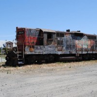 A Southern Pacific Geep sits Lonely at the Petaluma, Ca depot.