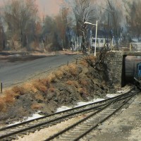 Trackside bank made with paper towel, cotton wool and PVA glue.