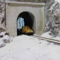 line crew high rail esiting Paulson tunnel