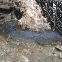 FIRST POUR OF WOODLAND SCENICS REALISTIC WATER. PIERS CAST AND TRESTLE ATTACHED.
