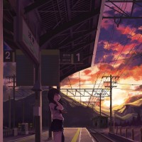Waiting on the train.