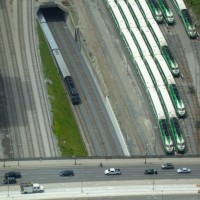Train shot from CN Tower while dining