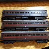 Three Kato N scale JR suburban coaches.