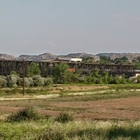 Glendive blkbrdg PIC 1599 This is what is locally called the Black Bridge. It crosses the Yellowstone for the Redwater branch up to Circle, MT. This view is looking east.