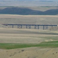 Red Coulee trestle seen from a distance from the highway