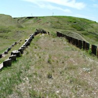 And here, we see why--collapsed wood trestle remains