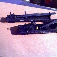 Four car set for pile driver, crane, wreck crane.