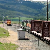 BNSF/MRL train doubled over the Pass, led by a BNSF 'Deuce