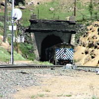 Lite SD70ACe helpers at Mullan Tunnel