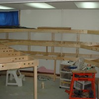 Three levels of benchwork on new layout