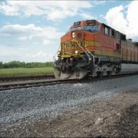 First BNSF train over double track