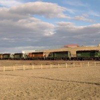 6 light units head east to connect to a grain train for Great Falls
