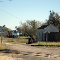 Backing up train to wye in Flatonia