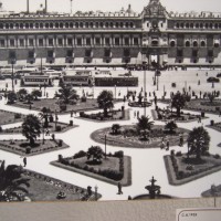 Trolleys in front of the National Palace in Mexico City