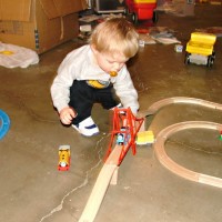 Glen, and Thomas wooden trains