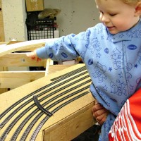 Helping daddy lay track!