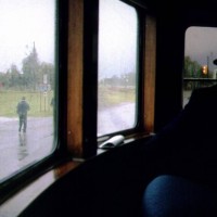 Backing the train in the rain