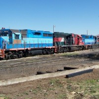 Locomotives at FXE servicing facility in Chihuahua