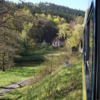 View from window of the railbus between Jelenia Gora and Lwowek Slaski, PL